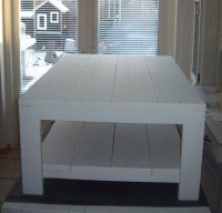 Krijtwitte salontafel van steigerhout 120x80