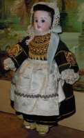Antieke Franse pop met porseleinen hoofd