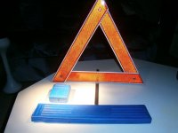 Gevaren (pech) driehoek in blauwe plastic