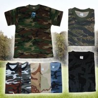 Camouflage t-shirts in diversen kleuren 