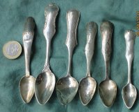 6 antiek zilveren theelepels allemaal verschillend