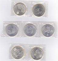 7 zilveren Spaanse 2000 Peseta\'s munten