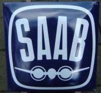 Aangeboden: Saab garage dealer reclame emaille bord € 125,-