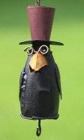 Decoratieve vetbolhanger vogel met hoed en