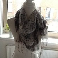 Zwart/grijze vierkante sjaal met bling bling