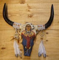 Buffalo schedel met indiaan 