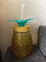 Drinkglas ananas met vast rietje (