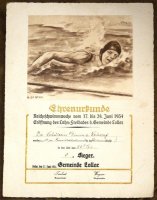 Ere Oorkonde / Ehrenurkunde, Reichs-Schwimmwoche, Gemeente