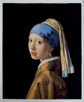 Aangeboden: Vermeer: Het meisje met de parel, echt schilderij € 219,-