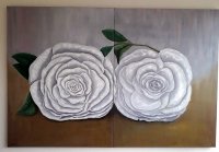 Witte rozen schilderij