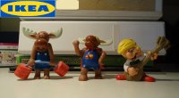 Drie rubberen figuurtjes van Ikea kindermenu