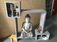 Wandkast boeken,buddha,beelden..Uniek  Nieuw 