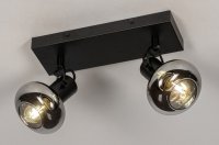 35cm zwart retro plafondlamp spots rookglas