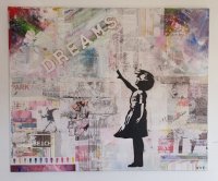 Dreams, mixed media schilderij 100 x