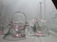 2 antieke glazen bonbonmandjes - handgeblazen