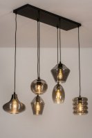 Rookglas hanglamp 112cm 6 lichts eettafel