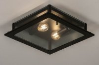 Badkamer plafondlamp metaal zwart rookglas bed