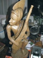 Antiek gedetailleerd houtbeeld indiaan 50x20cm