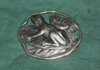 Art Nouveau zilveren broche met kikker