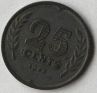 25 CENT NEDERLAND 1943 ZINK