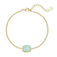 Dames armband staal goud turquoise natuursteen