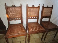3 antieke stoelen met geweven zit