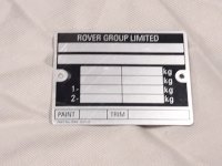Chassis -identificatieplaatje ROVER, Classic Mini Cooper