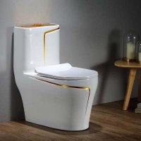 Wit luxe toiletdesign-model met Gold Line