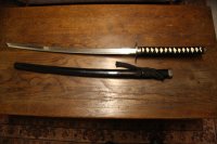 Carbon stalen samourai zwaard met houten
