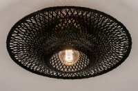 Plafondlamp 50cm rotan riet zwart tafel