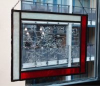 Glas-in-lood met afbeelding van Sinterklaas en