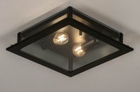 Plafondlamp zwart metaal rookglas badkamer bed