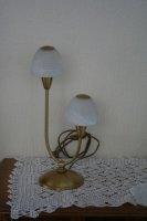 Antiek metalen tafellamp met Kap 