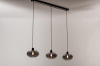 Hanglamp 131cm rookglas tulband 3 lichts