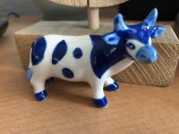 Beeldje Delft koe blauw wit 7