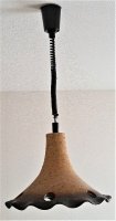 Vintage aardenwerk lamp met oprol mechanisme