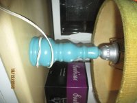 Vintage mooi blauw tafellampje met kap
