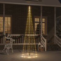 VidaXL Vlaggenmast kerstboom 310 LED\'s warmwit