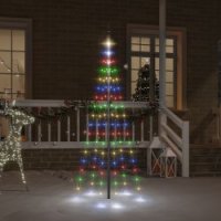 VidaXL Vlaggenmast kerstboom 108 LED\'s meerkleurig
