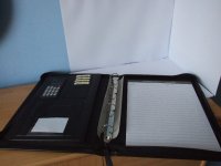 Schrijfmap,Presentatiemap,Leder,Zwart,Ringband,Calculator,A4
