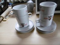 Vintage, 6 tassen koffie roode pelikaan,