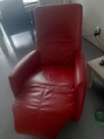 Rood lederen mechanische relax fauteuil