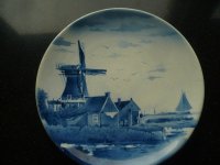 Delftsblauw bord met molen Volendam /