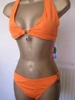 Trendy Oranje Bikini met Bedels -