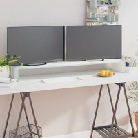 VidaXL TV-meubel/monitorverhoger wit 120x30x13cm glas