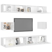 VidaXL 6-delige Tv-meubelset spaanplaat hoogglans wit