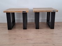 Mooie steigerhouten salontafels met zwart metalen