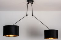 Hanglamp fluweel zwart 220cm eethoek eettafel