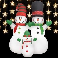 VidaXL Kerstsneeuwpoppen Santa Family opblaasbaar LED
