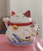 Chinees porseleinen Happy Boeddha geluks-kat,poes,Buddha cat